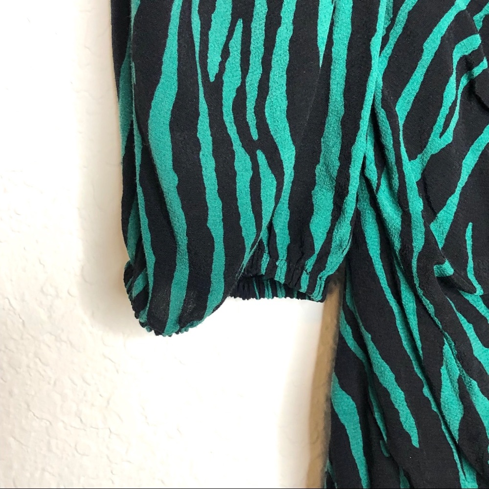 ZARA Mini Dress Ruffle Front Ruched Flare Zebra - Picture 8 of 10